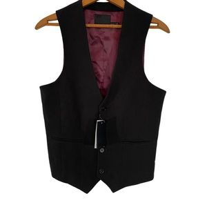 NEW ASOS Black Maroon Suit Vest Tuxedo 36